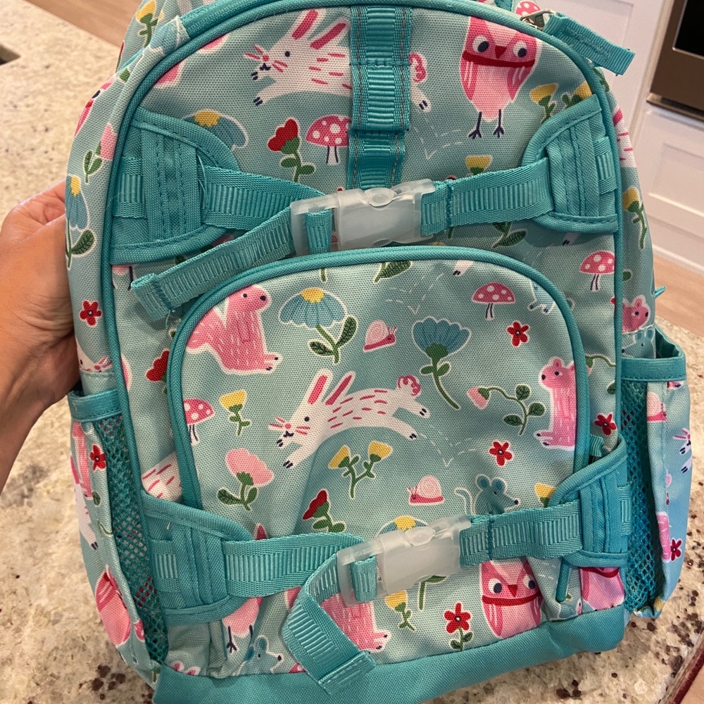 Pottery Barn kids Aqua Garden Bunnies, Small Mackenzie Backpack